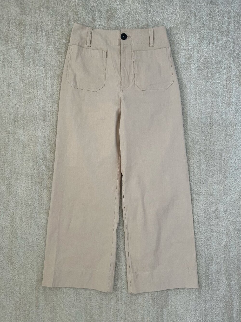 Anthropologie Maeve Colette Linen Blend Crop Wide Leg Pants Patch Pocket 27